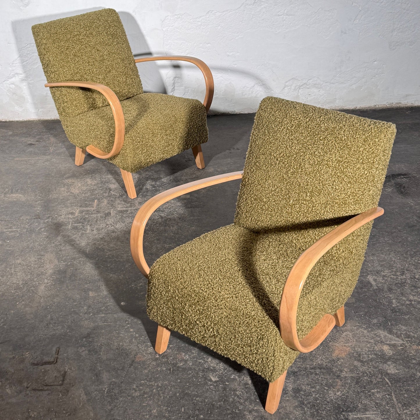 Pair of Jindrich Halabala Type C Armchairs, Fully Refurbished, 1930s