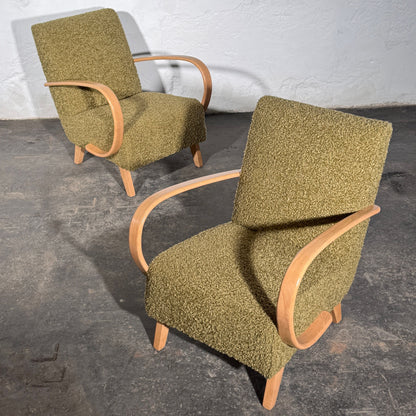 Pair of Jindrich Halabala Type C Armchairs, Fully Refurbished, 1930s