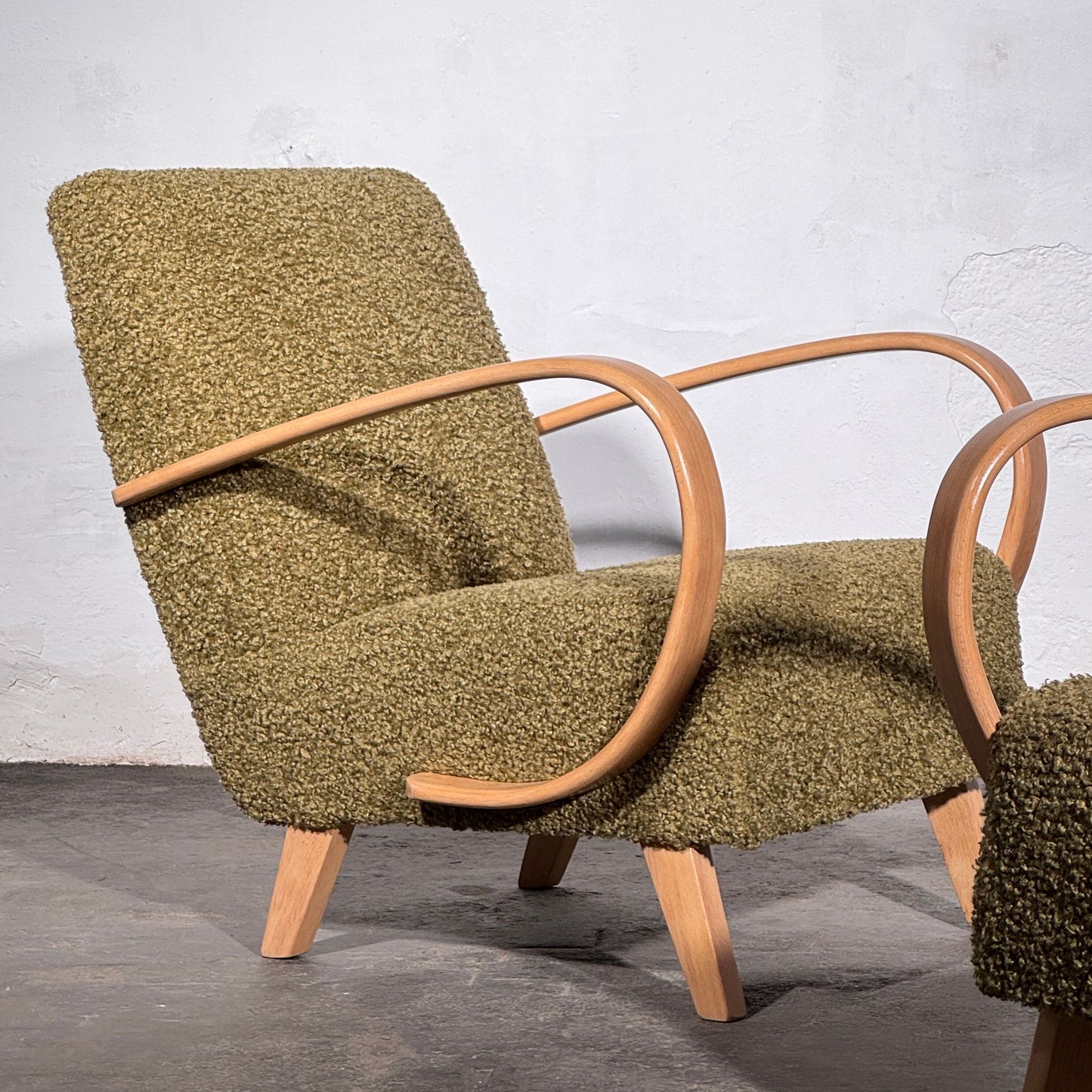 Pair of Jindrich Halabala Type C Armchairs, Fully Refurbished, 1930s