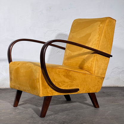 Pair of Jindrich Halabala Type C Armchairs, Fully Refurbished, 1930s