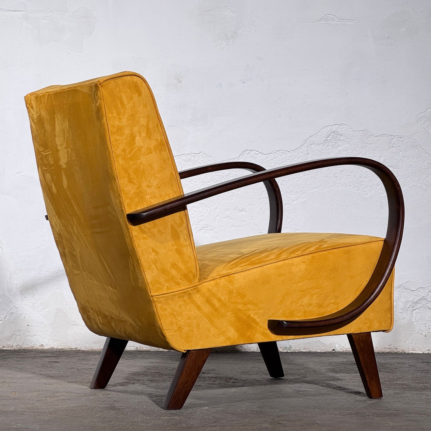 Pair of Jindrich Halabala Type C Armchairs, Fully Refurbished, 1930s