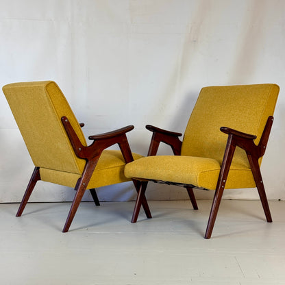 Pair of Fully Refurbished Yugoslav Armchairs, 1960s — Mid-Century Modern Lounge Chairs
