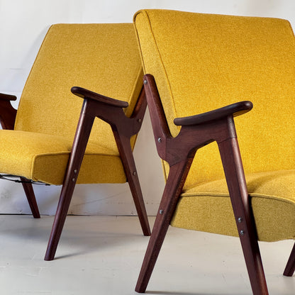 Pair of Fully Refurbished Yugoslav Armchairs, 1960s — Mid-Century Modern Lounge Chairs
