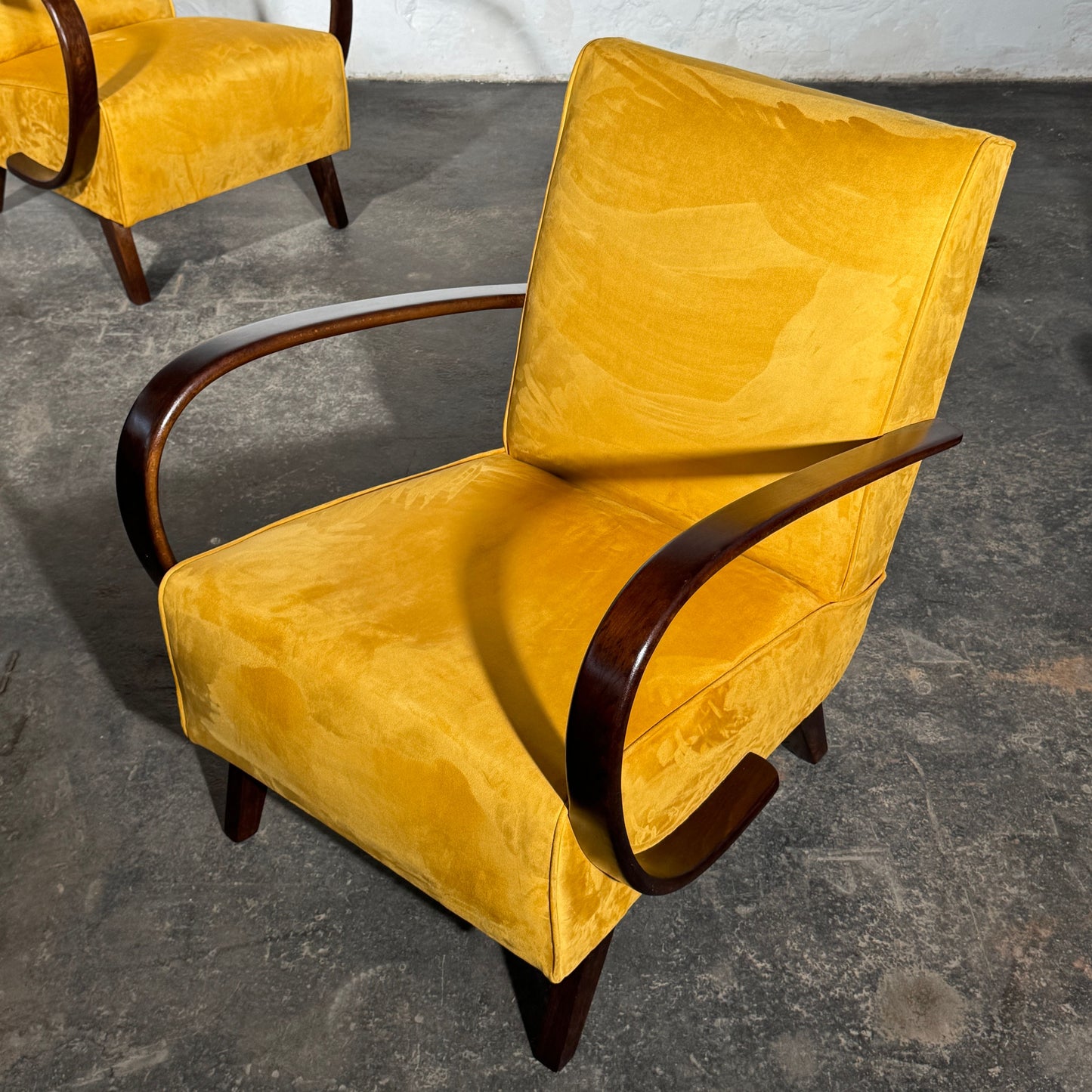 Pair of Jindrich Halabala Type C Armchairs, Fully Refurbished, 1930s