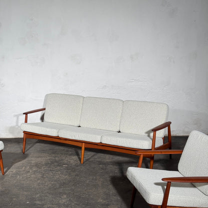 John Bone Teak Sofa Set with Two Armchairs, Fully Refurbished