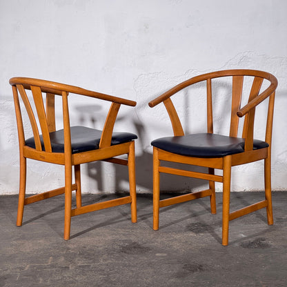Set of 4 Carl-Ewert Ekström Chairs, Blue Leather Upholstery, 1970s