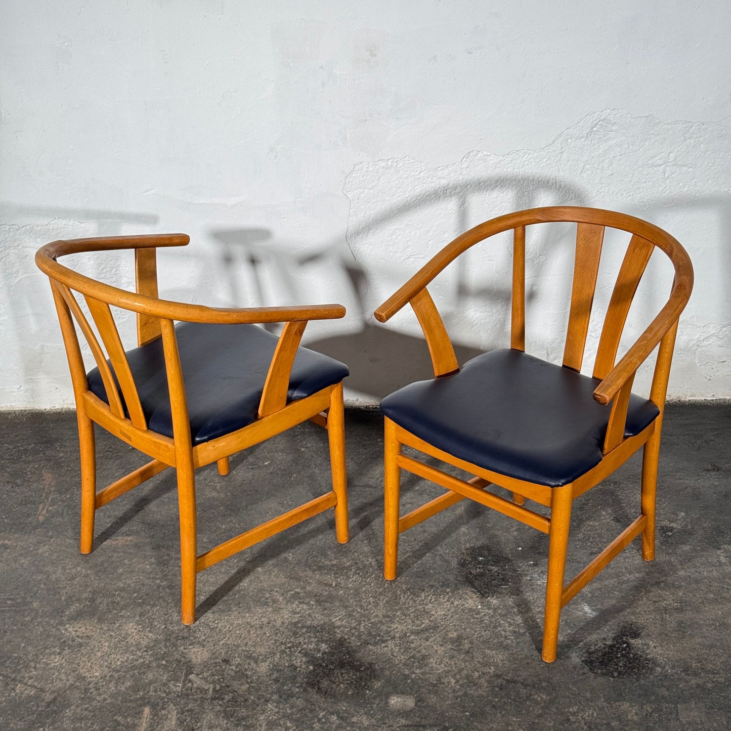 Set of 4 Carl-Ewert Ekström Chairs, Blue Leather Upholstery, 1970s
