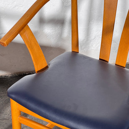 Set of 4 Carl-Ewert Ekström Chairs, Blue Leather Upholstery, 1970s