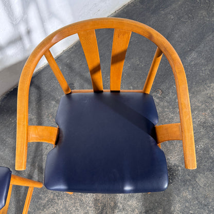Set of 4 Carl-Ewert Ekström Chairs, Blue Leather Upholstery, 1970s