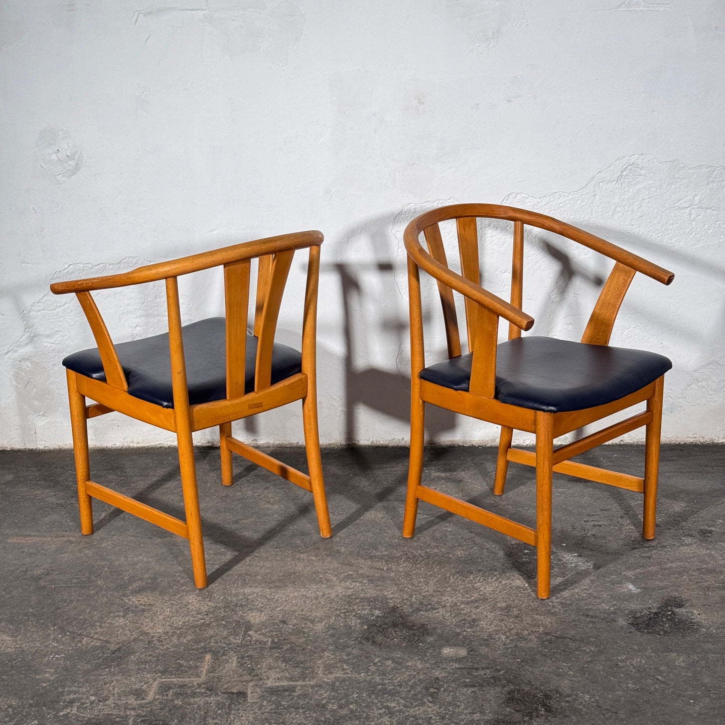 Set of 4 Carl-Ewert Ekström Chairs, Blue Leather Upholstery, 1970s