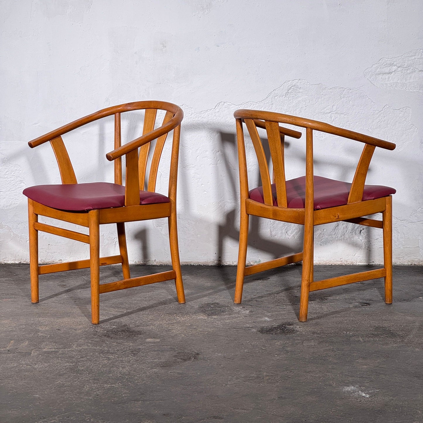 Set of 2 Carl-Ewert Ekström Chairs, Purple Leather Upholstery, 1970s