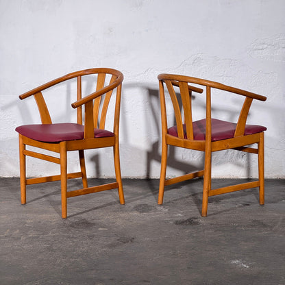 Set of 2 Carl-Ewert Ekström Chairs, Purple Leather Upholstery, 1970s