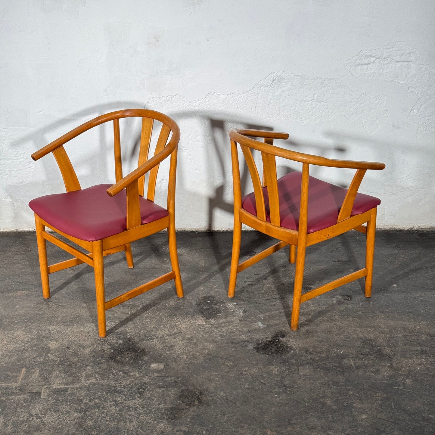 Set of 2 Carl-Ewert Ekström Chairs, Purple Leather Upholstery, 1970s