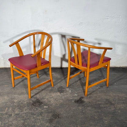 Set of 2 Carl-Ewert Ekström Chairs, Purple Leather Upholstery, 1970s