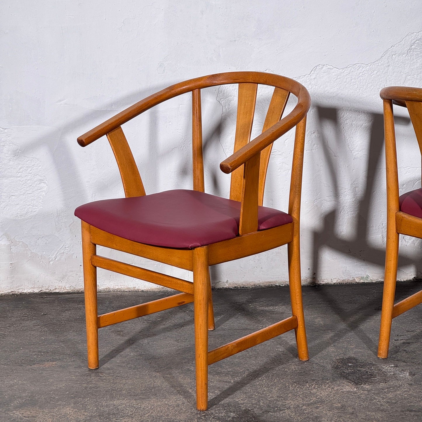 Set of 2 Carl-Ewert Ekström Chairs, Purple Leather Upholstery, 1970s