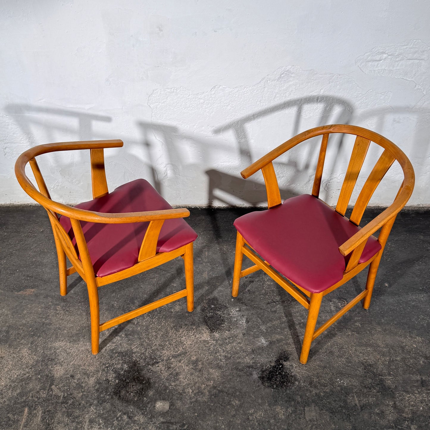 Set of 2 Carl-Ewert Ekström Chairs, Purple Leather Upholstery, 1970s