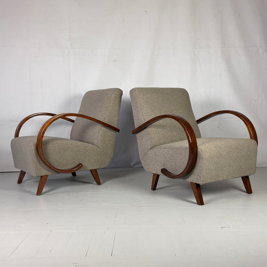 Pair of Jindřich Halabala H-410 Armchairs, Czechoslovakia, 1930s