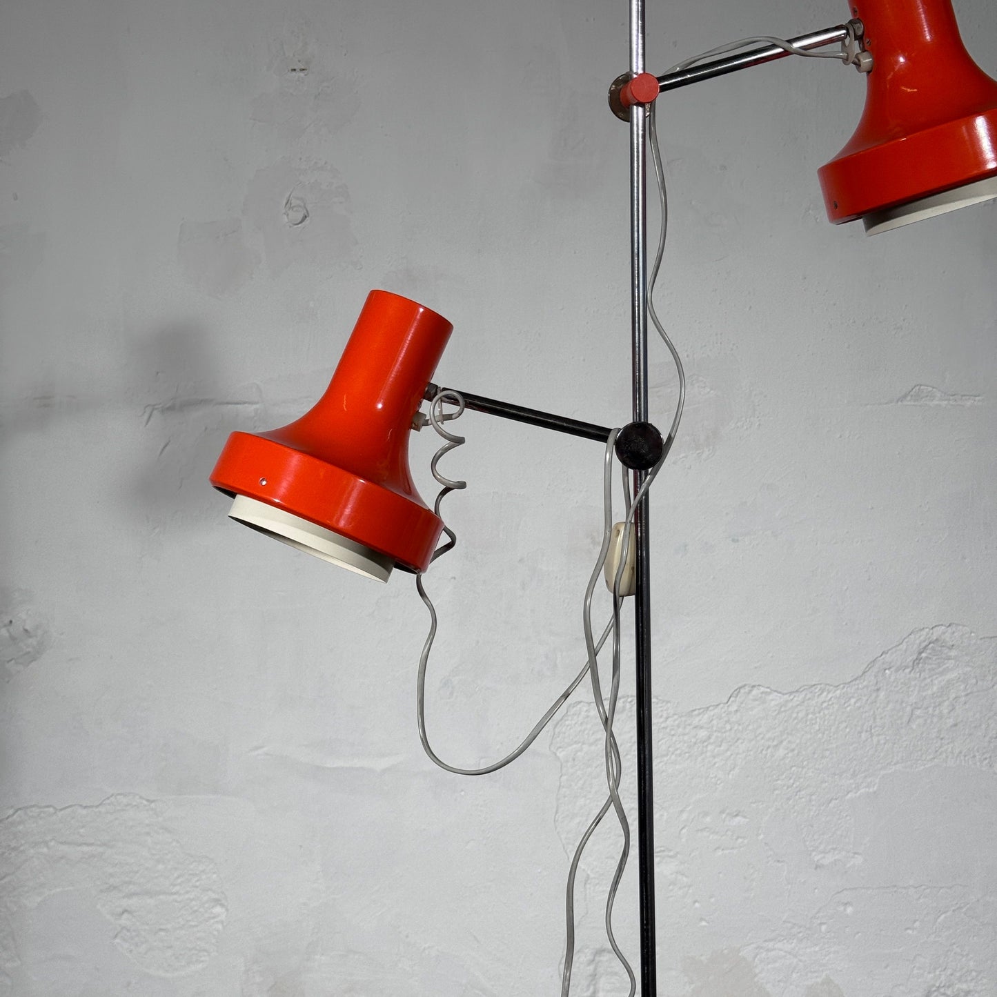 Josef Hurka Orange Double-Shade Floor Lamp, 1960s