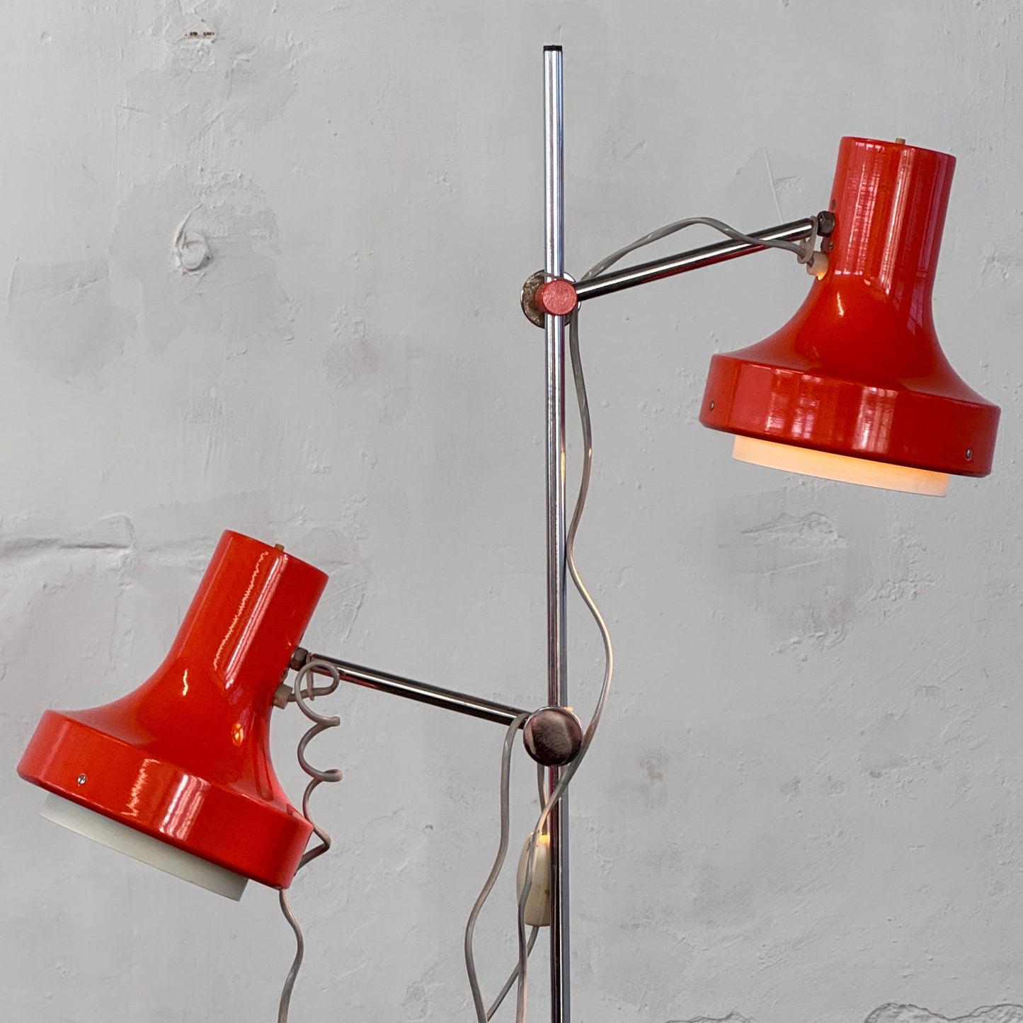 Josef Hurka Orange Double-Shade Floor Lamp, 1960s