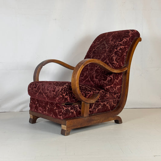 Pair of Massive Art Deco Armchairs, 1930s – For Refurbishment