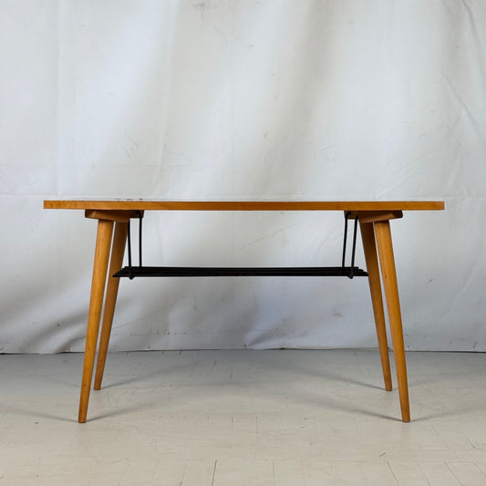 Czechoslovakian Coffee Table with Steel Newspaper Holder, 1960s