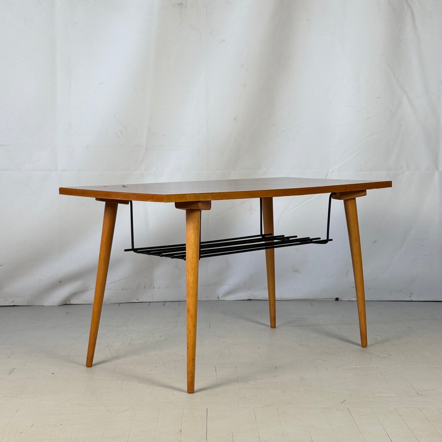 Czechoslovakian Coffee Table with Steel Newspaper Holder, 1960s