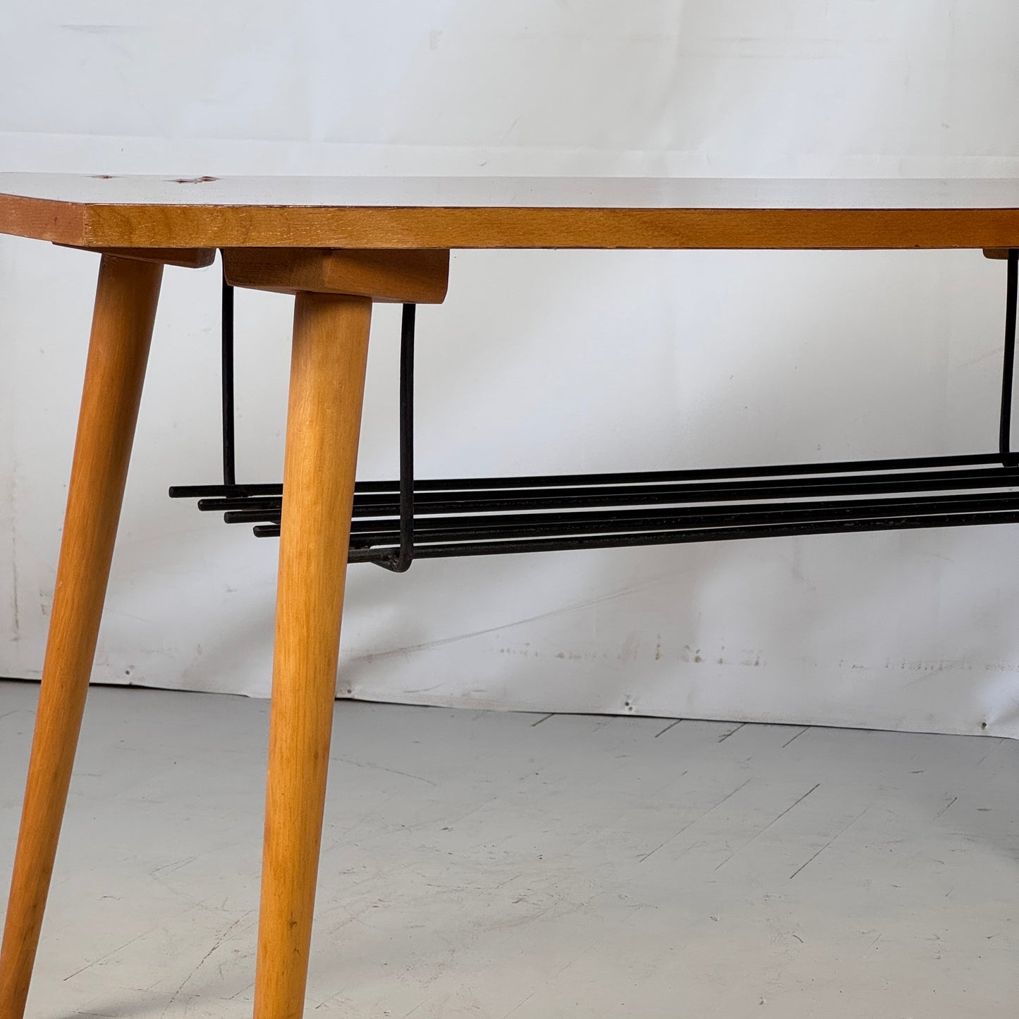 Czechoslovakian Coffee Table with Steel Newspaper Holder, 1960s