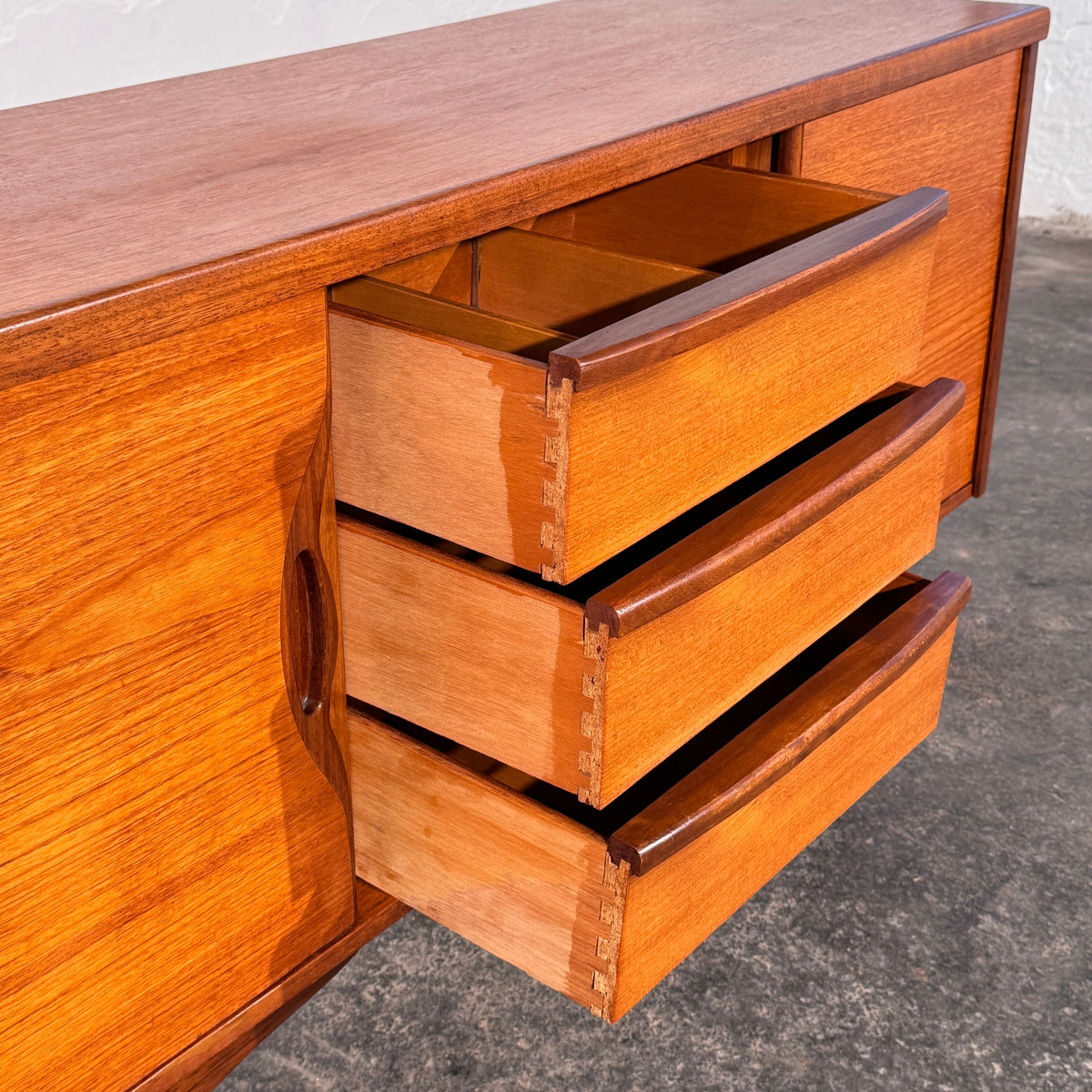British Teak Sideboard with Sliding Doors, 1960s