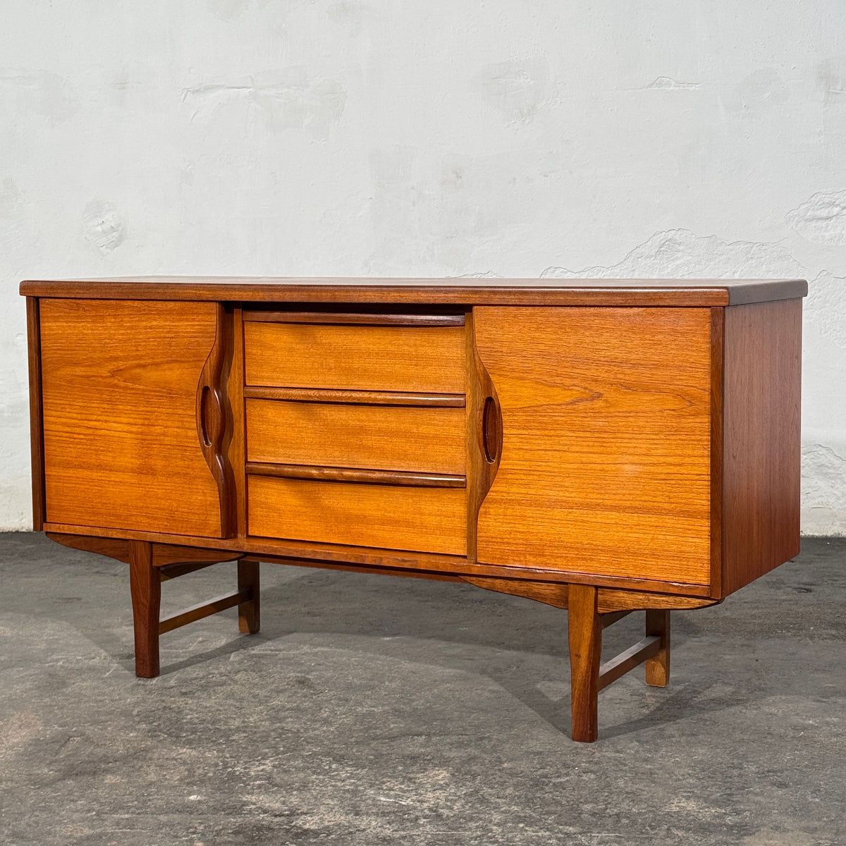 British Teak Sideboard with Sliding Doors, 1960s