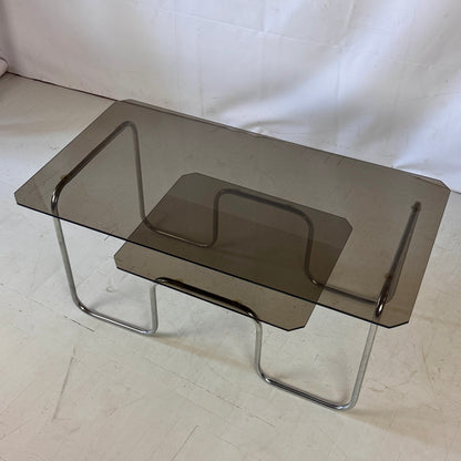 Bauhaus Dark Smoked Glass Coffee Table, 1960s