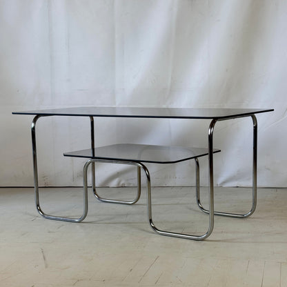Bauhaus Dark Smoked Glass Coffee Table, 1960s