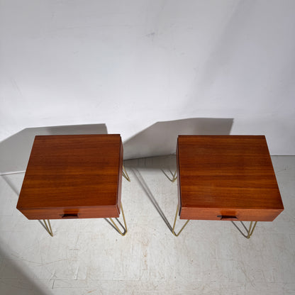 Pair of G Plan “Quadrille” Bedside Tables on Hairpin Legs, 1960s
