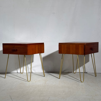 Pair of G Plan “Quadrille” Bedside Tables on Hairpin Legs, 1960s