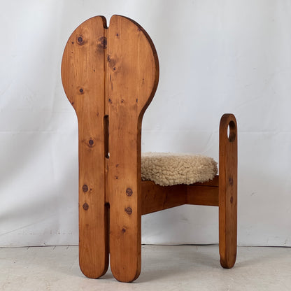 Restored Pine Chair by Szedleczkyné Leszl Mária, Hungary, 1980s