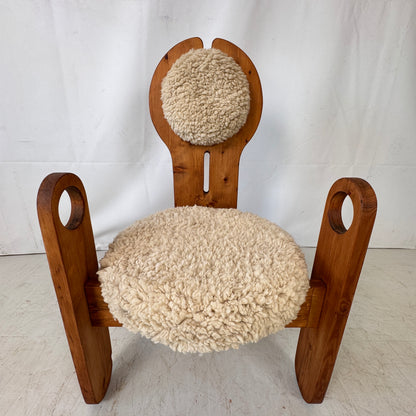 Restored Pine Chair by Szedleczkyné Leszl Mária, Hungary, 1980s