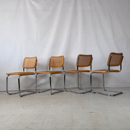 Set of 4 “Cesca” Bauhaus-Style Chairs, Italy, 1980s