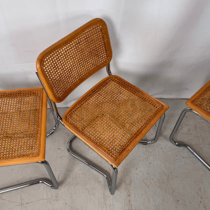Set of 4 “Cesca” Bauhaus-Style Chairs, Italy, 1980s