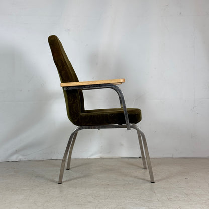 Brutalista Green Oak Armchair, 1960s
