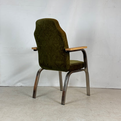 Brutalista Green Oak Armchair, 1960s