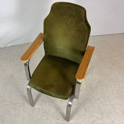 Brutalista Green Oak Armchair, 1960s