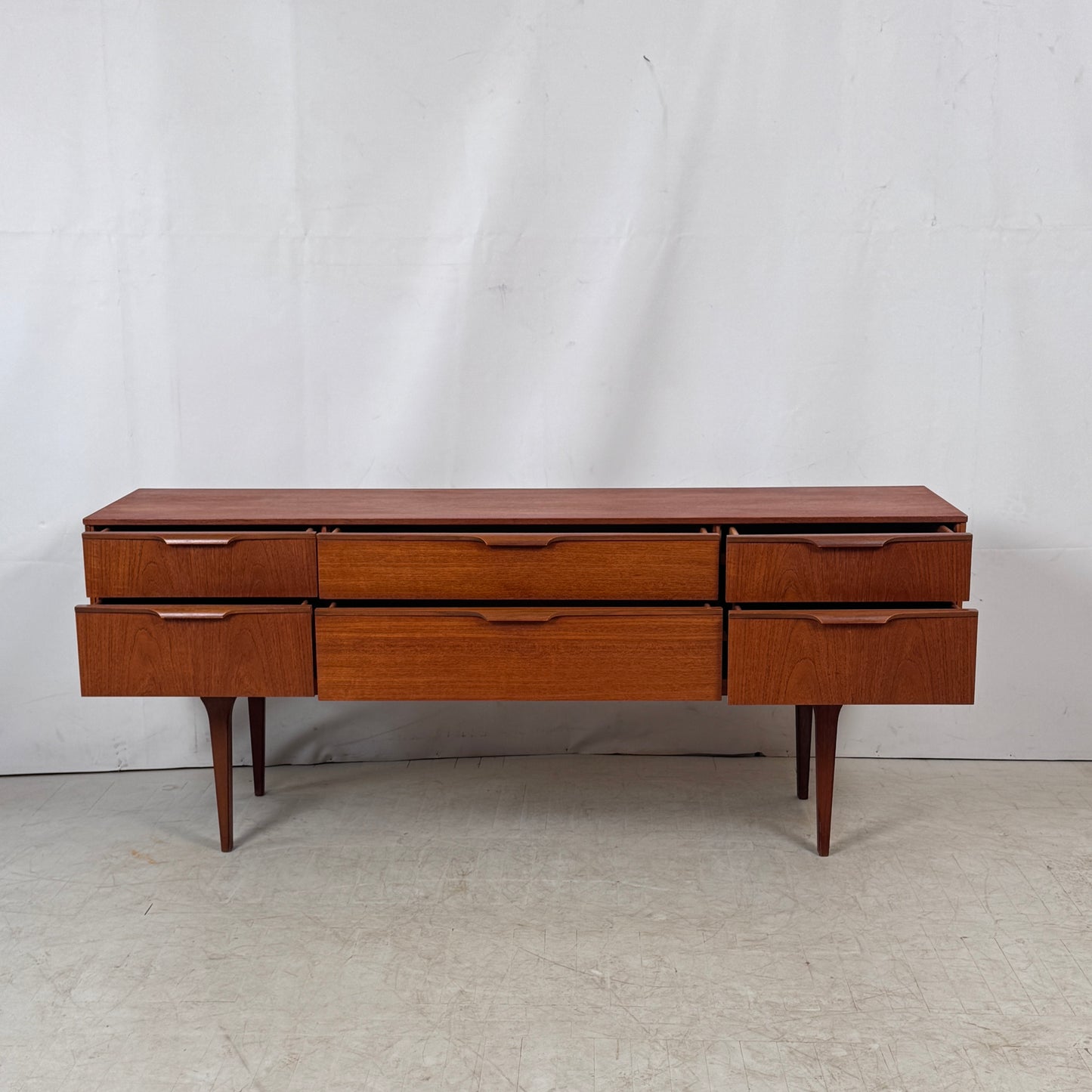 Austinsuite 6-Drawer (3×2) Teak Sideboard, 1960s – UK Design
