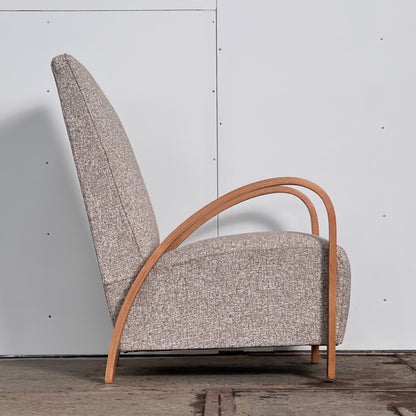 French Art Deco Armchair with Extra-High Backrest, 1930s — Fully Refurbished