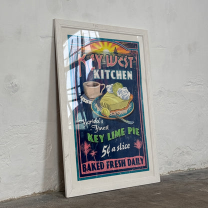 Key West Kitchen Paper Poster, Framed – Vintage Wall Art