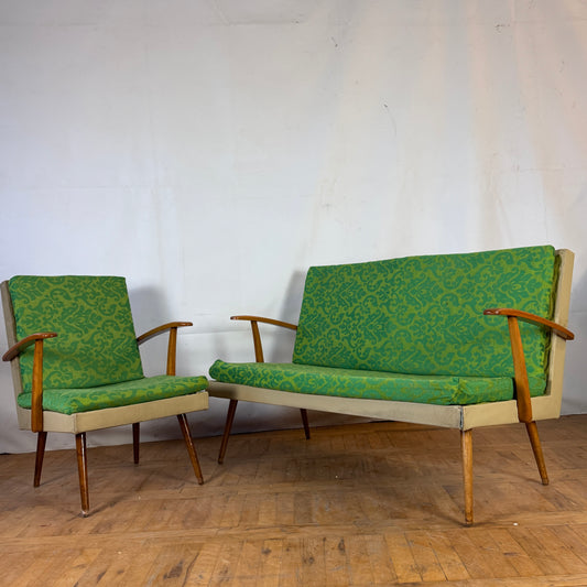 Hungarian mid-century sofa with armchair 1960s