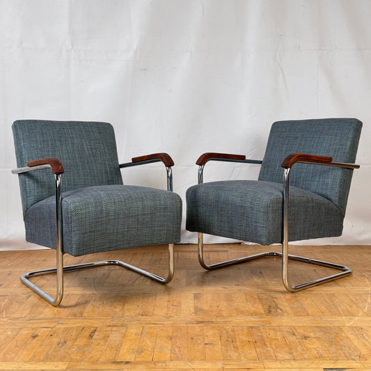Set of two Tubular Steel Armchairs by Anton Lorenz 1930s