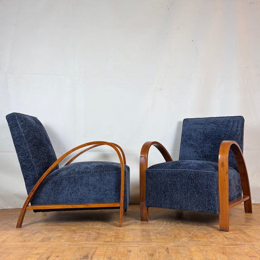Pair of fully restored French art-deco armchairs 1960s