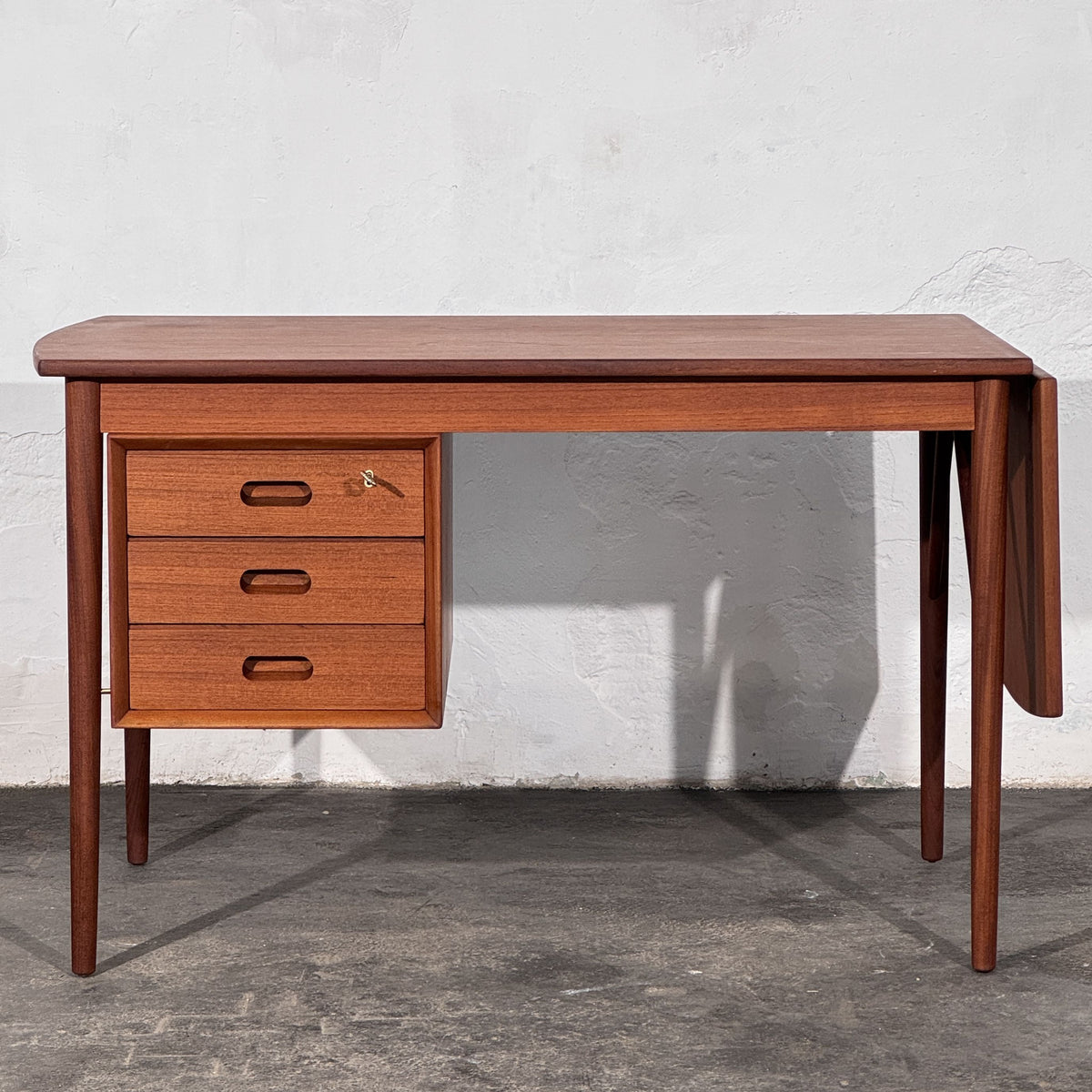 Danish Teak Writing Desk with Drop Leaf, Attributed to Erik Buch, 1960s